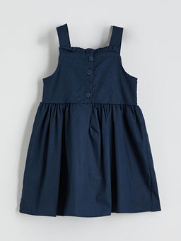 Kare Yaka Fiyonklu K?z ?ocuk Elbise