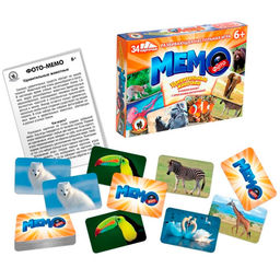 Наст. игра Фото-мемо Удивительные животные 34 карточки 04607