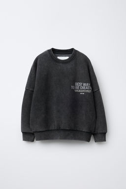 FADED-EFFECT SLOGAN SWEATSHIRT