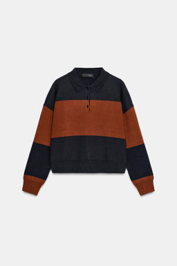 STRIPED KNIT POLO JUMPER - Zara фото 4