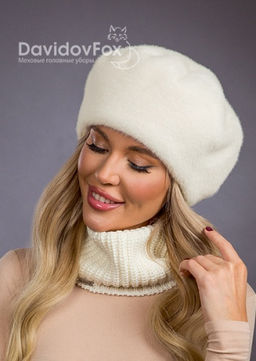 Шапка Берет экомех жемчуг