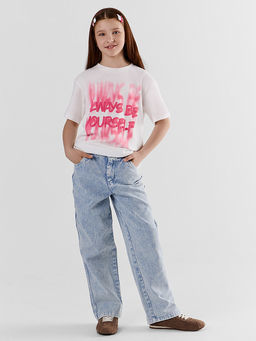 Футболка для девочек белая с надписью - Mark formelle фото 4