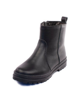 Ботинки женские на литой подошве, кожа, овчина, молния.