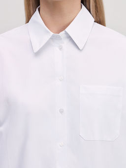 Рубашка из хлопка с пуговицами по бокам / Zarina фото 7