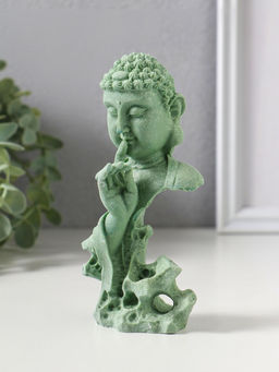 Сувенир полистоун "Будда - молчание золото" зелёный 4,7х6,8х14,5 см