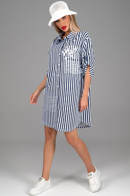 Платье  рубашка Молли (крупная полоска)