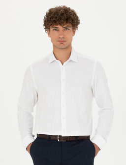 Beyaz Slim Fit Uzun Kollu G_mlek