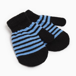 Цена за 2 шт. Варежки детские однослойные MINAKU, цвет черный, синий, размер 13-14 см