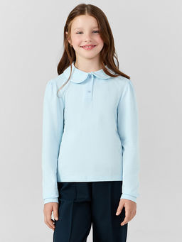 Поло для девочек голубое