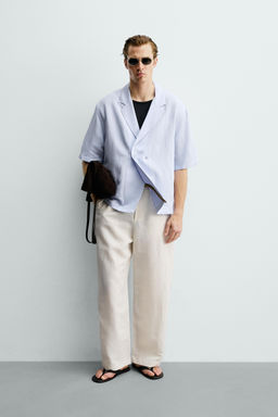 CAMISA KIMONO VISCOSA - LINO / Celeste