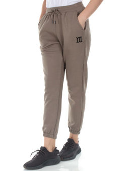 E752 GRAY/BEIGE Брюки спортивные утепленные женские (хлопок 95%, полиэстер 5%)