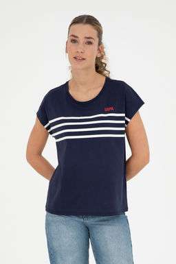 Женская темно-синяя футболка с круглым вырезом - U.s. polo assn фото 8