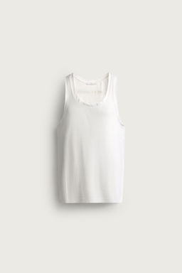 CAMISETA TANK RIB VIVO COMBINADO / Blanco - Zara фото 7
