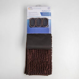 Штора для ванной с ковриком «Комфорт», штора 180×180 см, ковёр 40×60 см, коричневые