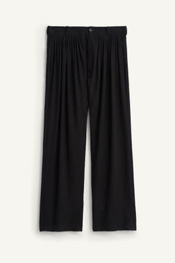 PANTAL?N PLIEGUES TRAJE LINO - LYOCELL / Negro