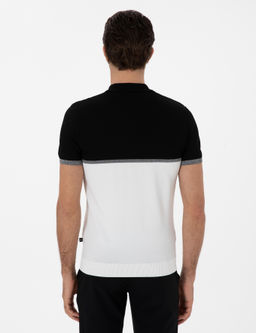 Siyah Slim Fit Apa_ Yaka Triko T-shirt