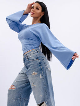 Лонгслив "Аида 3" голубой, кулирка с лайкрой