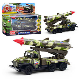 Машина металл. Урал Ракета 12см. (открыв. двери, зеленый камуфляж) инерц., в коробке