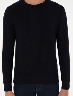 Lacivert Slim Fit Bisiklet Yaka Y_n Kar___ml_ Triko Kazak - Pierre cardin фото 6
