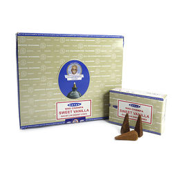 Благовония Satya Back Flow Cones Sweet Vanilla стелющийся дым конусы 1шт - 10конусов