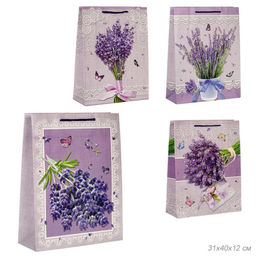 Цена за 12 шт. Пакет подарочный 31x40x12 Лаванда / 24817L /уп 12/360/
