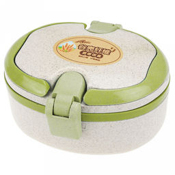 Ланч-бокс для продуктов пластмассовый Эко дом 15х14,5см h9см, 2 уровня: 0,2л 15,3х12см h2,6см; 0,4л, 15х11,8см h5,5см, с ложкой 13см, бежевый, с цветными клипсами и ручками, цвета в ассортименте: фисташковый, розовый, голубой (Китай) Пластик с доба - Домашняя мода фото 4