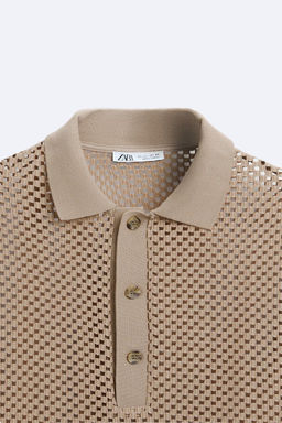 TEXTURED OPENWORK POLO SHIRT - Zara фото 8