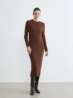 Bisiklet Yaka Triko Elbise