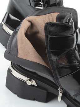 01-D1-8071 BLACK Ботинки демисезонные женские (натуральная кожа, байка)