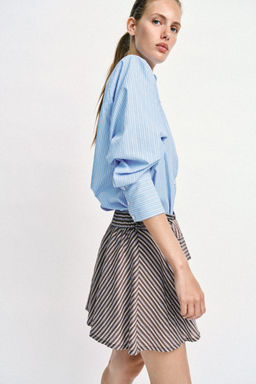 CAMISA RAYAS POPEL?N HOMBRERAS / Azul / Blanco - Zara фото 5