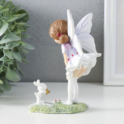 Фигурка полистоун Девочка-бабочка с зайчиком на полянке, 9.5?6?13 см