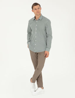 Темно-зеленая приталенная рубашка с длинным рукавом - Cacharel фото 4