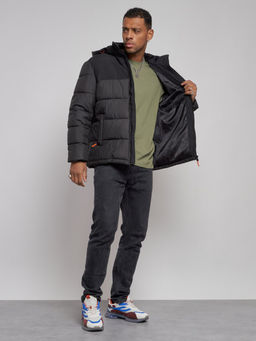 Куртка мужская зимняя с капюшоном спортивная великан черного цвета 8377Ch - Wonderrman фото 12