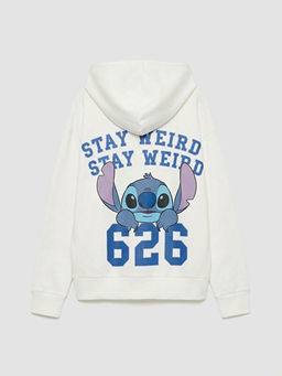 Stitch Bask?l? K?z ?ocuk Soft Touch Fermuarl? Sweatshirt