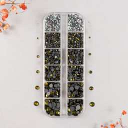 Декор для творчества стекло «Стразы усечённый конус. Оливковый», d=2-6.5 мм, набор 2600 шт.