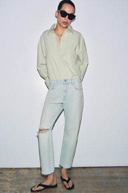 JEANS ZW COLLECTION RECTOS TIRO MEDIO ROTO / Azul claro - Zara фото 12