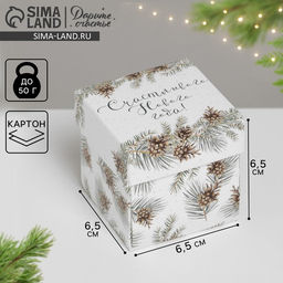 Цена за 5 шт. Бонбоньерка новогодняя «Счастливого Нового года», 6.5×6.5×6.5 см