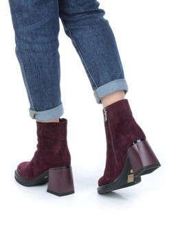 04-M3-9204 WINE Ботильоны зимние женские (натуральная кожа, натуральный мех)