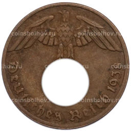 Монета 1 рейхспфенниг 1938 года A Германия