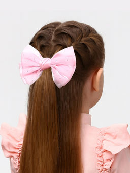 Цена за 6 шт. Бант для волос на резинке «Школьница. Стиль», блеск, 11 см, розовый