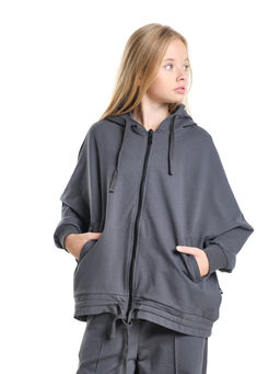 Толстовка на молнии с капюшоном 22-7640 серый - Mini maxi фото 19