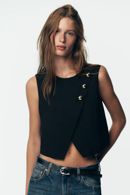 GOLD BUTTON CROSSOVER TOP - Zara фото 10