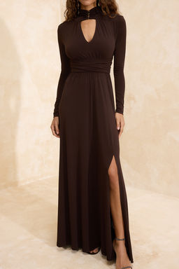 Kahverengi Aksesuar Detayl? Orme Maxi Abiye & Mezuniyet Elbisesi TPRSS26AE00004 - Trendyolmilla фото 9