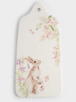 Подставка под горячее, 14x28 см, керамика/пробка, белая, Кролик в цветах, Flower Rabbit - Anna lafarg фото 6