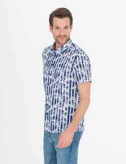 Lacivert Regular Fit K_sa Kollu G_mlek