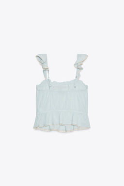 EMBROIDERED RUFFLE TOP - Zara фото 6