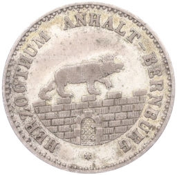 Монета 1/6 талера 1861 года А Ангальт-Бернбург