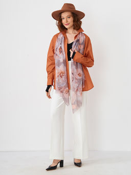 Большой, мягкий, тонкий и очень нежный двусторонний палантин с рисунком в стиле арт-деко - Tantino фото 3