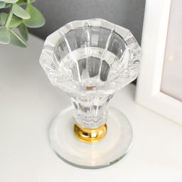 Стеклянный подсвечник на 1 свечу «Вазон», 7×5.5×5.5 см
