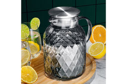 Кувшин 1,8 л 18*13*19,5 см "Crystal glass" серебро+метал.крышк. с силик.уплотнит, ионное покр